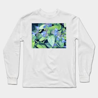 Blue Flowers original watercolour painting Long Sleeve T-Shirt